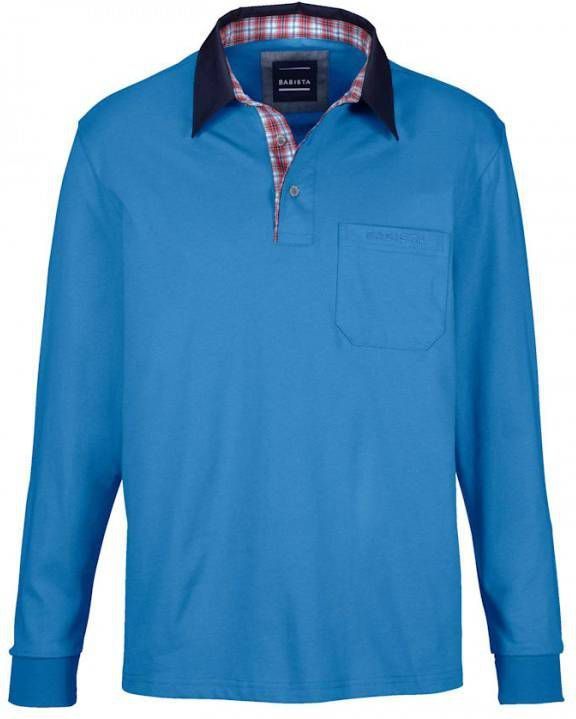 BABISTA Poloshirt met geruit beleg van weefstof aan de kraag Blauw