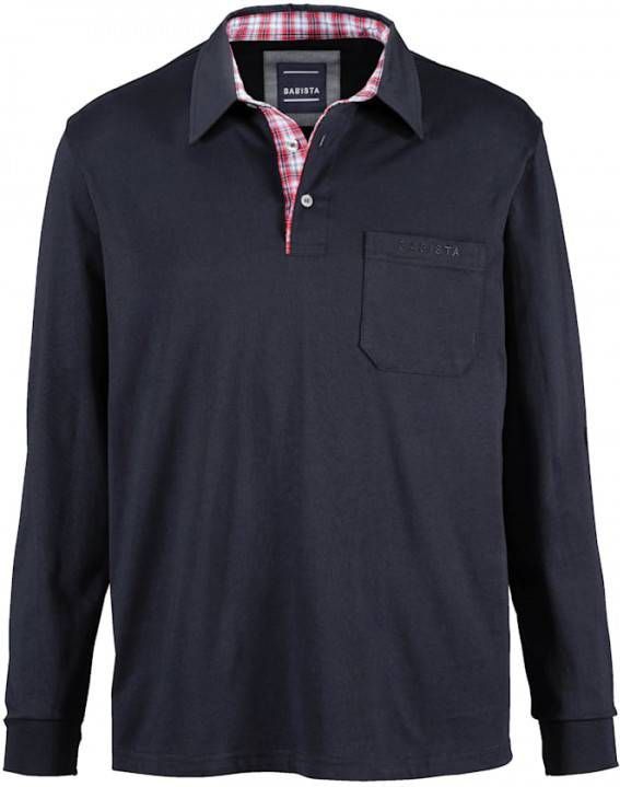 BABISTA Poloshirt met geruit beleg van weefstof aan de kraag Marine