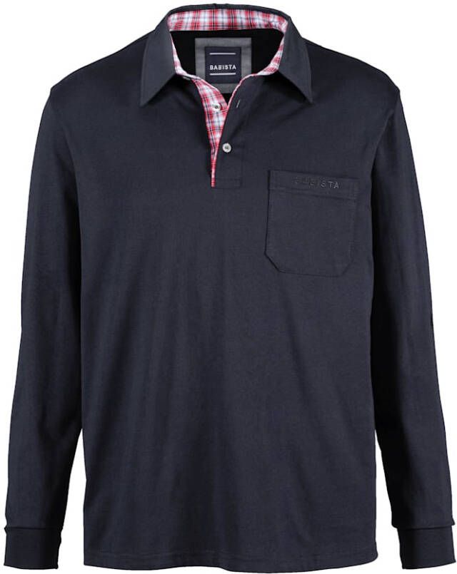 BABISTA Poloshirt met geruit beleg van weefstof aan de kraag Marine
