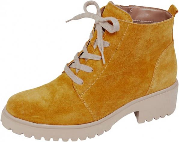 Waldläufer Hoge veterschoen Warme voering van textiel Geel