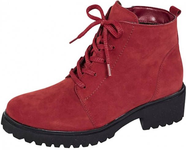 Waldläufer Hoge veterschoen Warme voering van textiel Rood