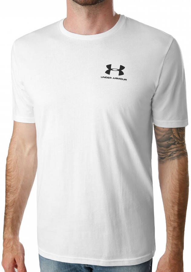 Under Armour Herenshirt Sportstyle Left Chest met korte mouwen Wit/Zwart