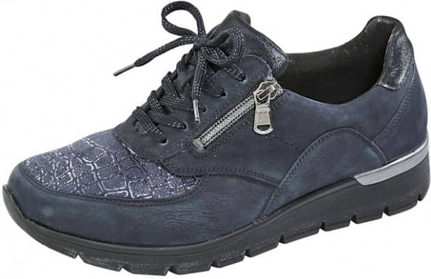 Waldläufer Veterschoen met ritssluiting opzij Donkerblauw
